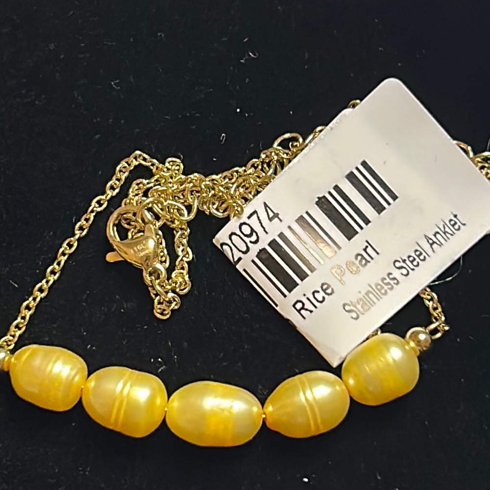 NWT Genuine Golden Rice Pearl Ankle/Bracelet